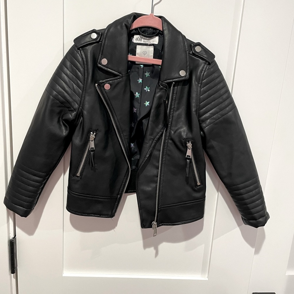 H&M Girl Biker Jacket Black size 5-6